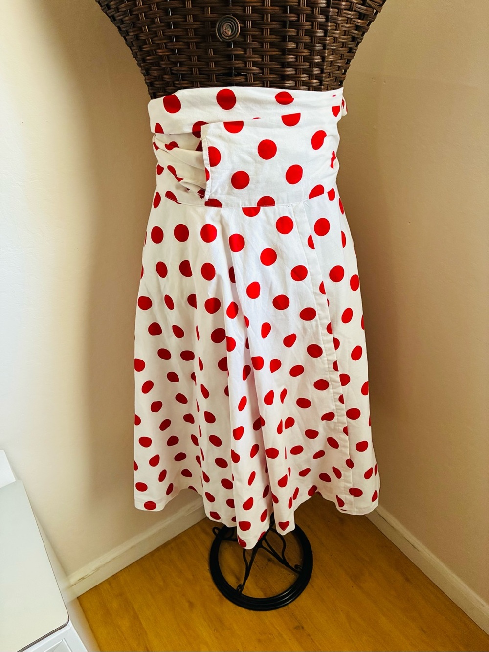Vintage White Skirt with Red Polka Dots